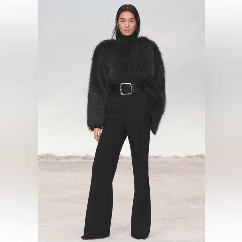 Zara Black Faux Fur Cropped Jacket